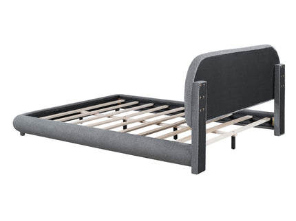 Upholstered Platform Bed With Thick Solid Frame And Stylish Curve-Shaped Design