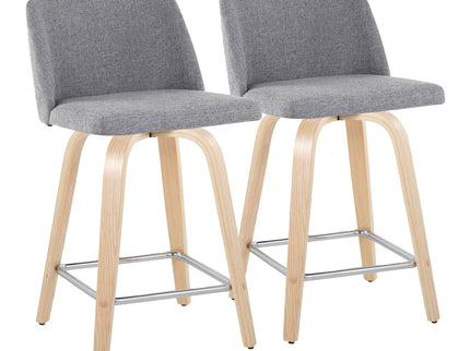 Toriano - Contemporary Fixed Height Counter Stool With Swivel With Square Footrest (Set of 2)