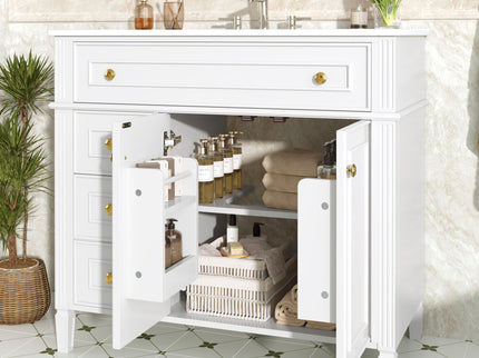 Bathroom Vanity With Sink, 3 Drawers & 2 Doors