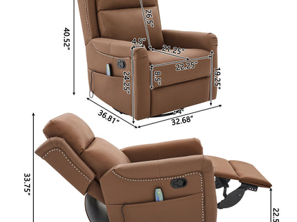 Manual Recliner Swivel Rocking Chair With 8 Point Massage And Heating