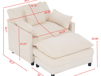 Accent Chair With Ottoman - Beige