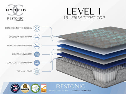 Comfort Care - 13" Hybrid Mattress, Firm Comfort, Advanced Cooling