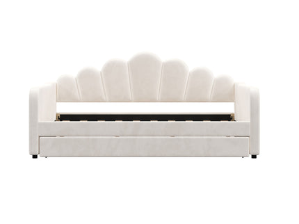 Shell Shaped Upholstered Daybed Frame With Slats
