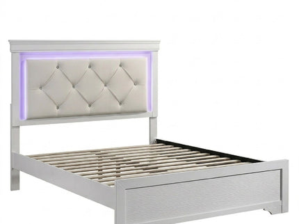 Tufted Headboard Bed With LED Lighting