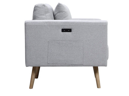 Easton - Fabric Sofa With USB Charging Ports Pockets And Pillows