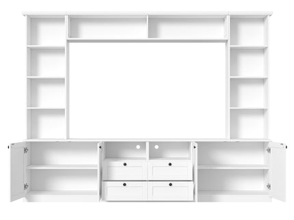 Farmhouse Elegant Entertainment Center Wall Unit With 4 Drawers