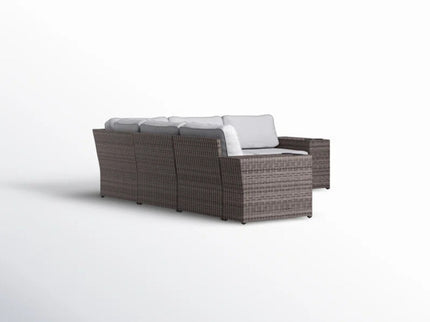 Wide Reversible Outdoor Sectional Sofa With Cushions - Brown / Gray