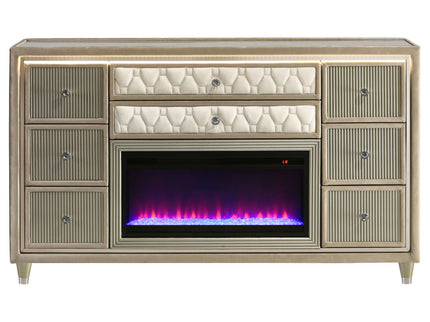 Mika - 8 Drawer LED Fireplace Dresser