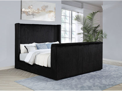 Lyman - Eastern King Wingback TV Bed With Integrated TV Lift And Power Strip - Black