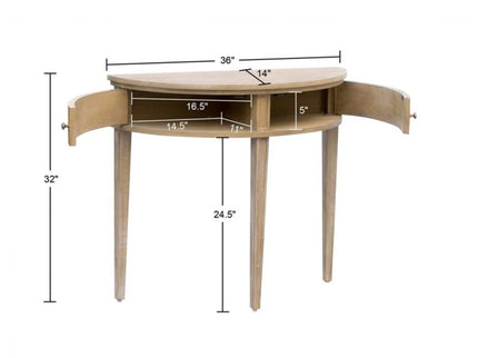 Vintage Inspired Storage Console Table With Fluted Doors