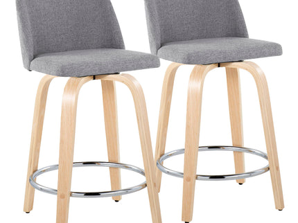 Toriano - Contemporary Fixed Height Counter Stool & Swivel And Round Footrest (Set of 2)