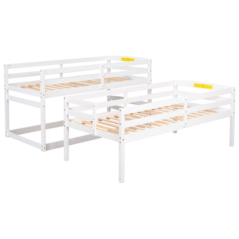 Twin Size Triple Bunk Bed With Storage Staircase, Separate Design - White