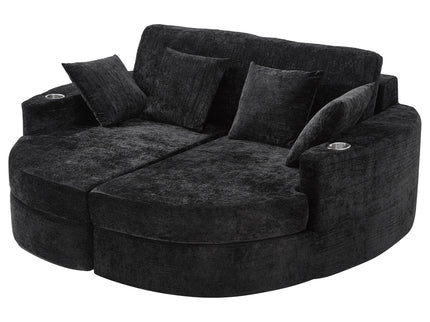 Boneless Design Upholstered Sofa Bed With Cup Holders