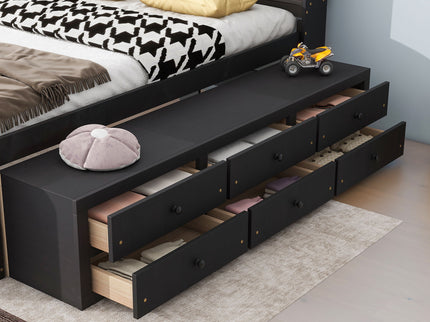 Bed With Bookcase Headboard, Under Bed Storage Drawers And Bed End Storage Case