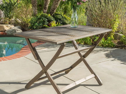 Blissique - Outdoor Foldable Wood Dining Table With Slat Design