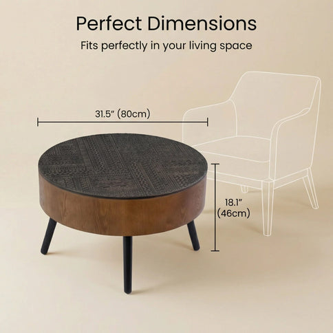 Round Coffee Table With Storage Function For Living Rooms