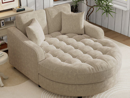 Modern Chaise Lounge Upholstered Sofa Couch With Tufted Seat And Detachable Pillows For Living Room