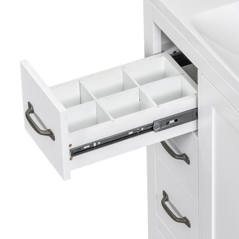 Modern Bathroom Vanity Base Only, 6 Drawer Storage With Adjustable Shelf