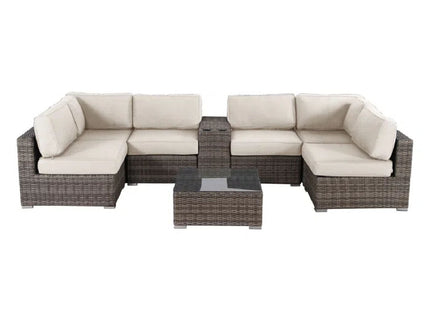 Elegant 4 Person Wicker Patio Seating Set With Cushions And Glass Top Table