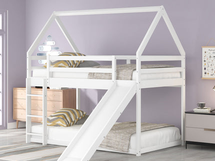 House Shape Bunk Bed With Slide And Ladder