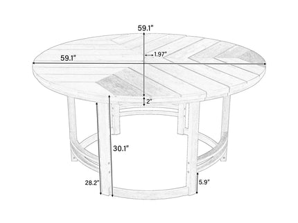 Outdoor Table With Umbrella Hole For Patio - Light Teak