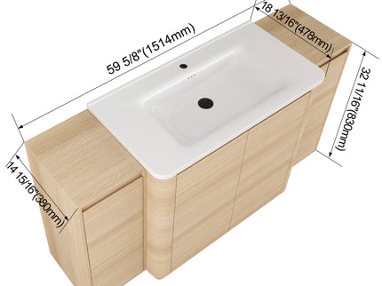 Freestanding Bathroom Vanity With Sink, 2 Small Storage Cabinets, Soft Close Doors