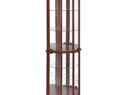 Jacob - 6 Shelf Curio Display Cabinet - Red / Brown