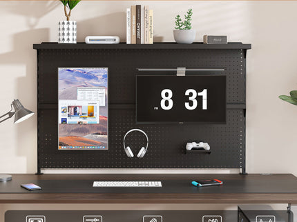 Clamp On Desk Pegboard With Single Monitor Stand