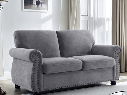 Soft Loveseat, Upholstered 2 Seater Couch, Loose Back Cushions And Turned Legs
