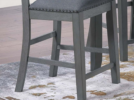 7 Piece Dining Room Furniture, Counter Height Table And 6 Chairs Set - Gray