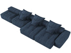 Blue / 3 Seater Sofa With Ottoman