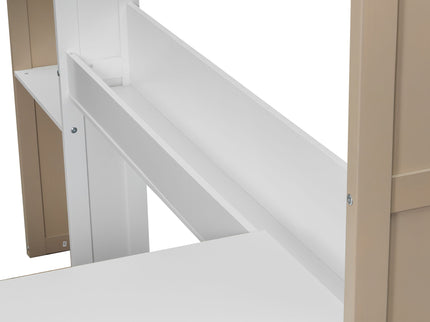 Loft Bed With Built In Storage Shelves, Clothes Rail, And Desk