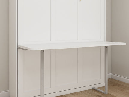 Queen Size Murphy Wall Bed With Side Storage Cabinets - White