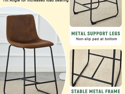 Retro Bar Chairs, Comfortable Stools (Set of 2)