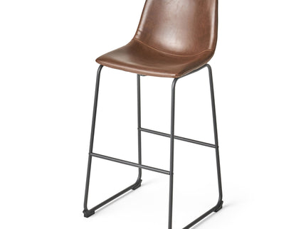 Barstool With Upholstery And Foot Rail - Vintage Brown