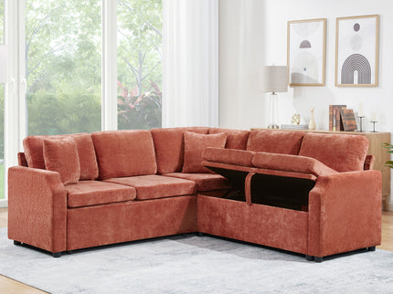 Modern L Shaped Sectional Sofa Bed With Hidden Storage Upholstery