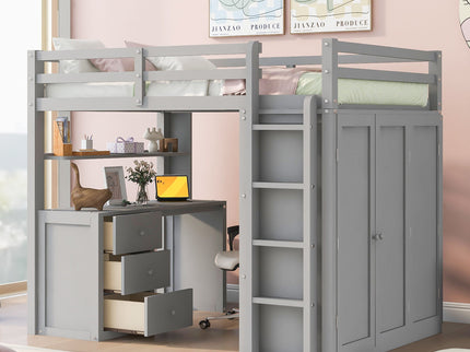 Loft Bed With Drawers, Desk, And Wardrobe