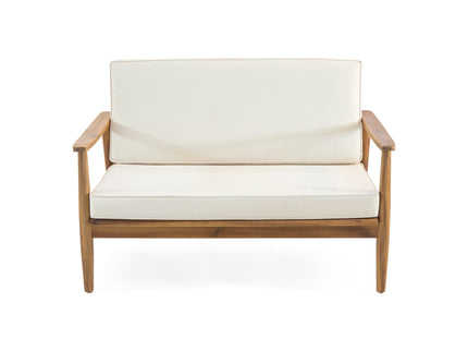 Outdoor Acacia Wood Loveseat Set With Coffee Table