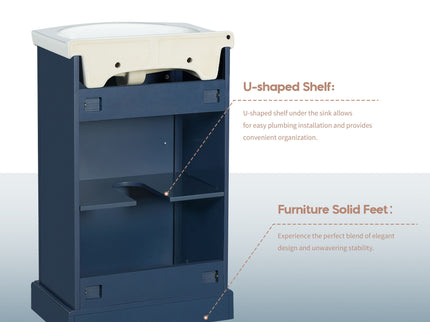 Bathroom Vanity With Bulged Sink, Cabinet, Soft-Close Door, Freestanding Single Unit