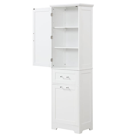 Tall Freestanding Bathroom Storage Cabinet With Adjustable Shelf And 2 Drawers