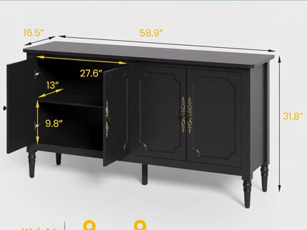 Vintage Buffet Cabinet With Adjustable Shelves