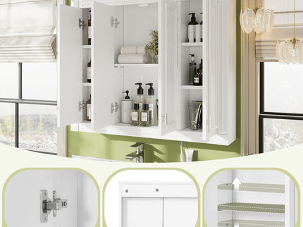 Wall Mounted Medicine Cabinet With Adjustable Shelf - White
