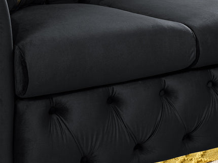 Button Tufted Couch With 2 Pillows, 3 Seater Luxury Chesterfield Sofa