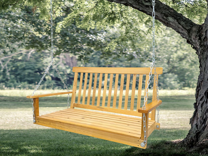 Front Porch Swing With Armrests For Outdoor Patio, Garden Yard, Backyard Or Sunroom
