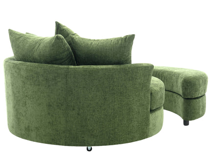360° Swivel Accent Barrel Chair With Storage Ottoman & 4 Pillows, Modern Leisure Chair Round Accent For Living Room