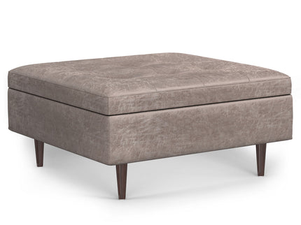 Shay - Large Square Coffee Table Storage Ottoman Mid-Century Style