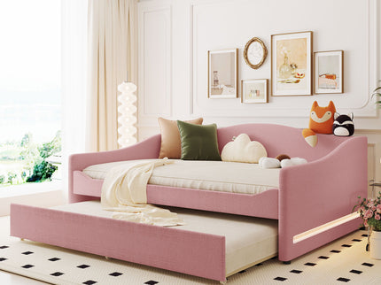 Upholstered Daybed With Light And Trundle