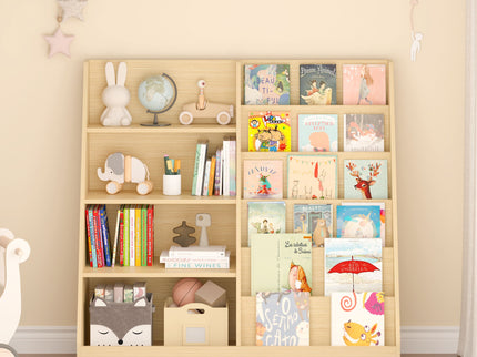Bookshelf And Toy Storage Organizer, 4 Tier Bookcase With Display Stand For Playroom