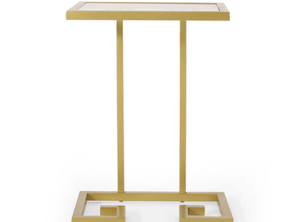 Modern Glam C Shaped End Table With Tempered Glass Top - Gold