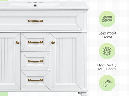 Bathroom Vanity With Sink, Flip-Out Top Drawer, Soft Close Doors, 2 Storage Drawers